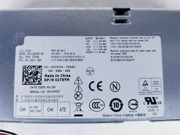 Dell 3WN11 Für Dell Power Supply 3WN11 592JG 2TXYM H240AS-00 240W ATX SFF M-ITX D240A002L GSB229-3